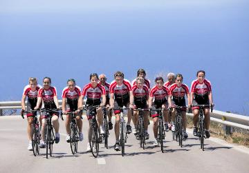 Radgruppe an der Südküste von Mallorca